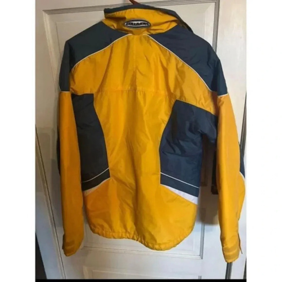 Columbia Vintage Color Block Ski Jacket Winter Sports Coat Yellow Navy Small - Picture 2 of 3